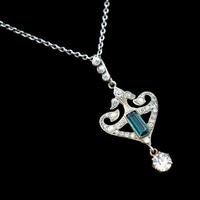 Antique Green Paste Sterling Silver Drop Pendant & Chain Necklace (9 of 10) Antique Green Paste Sterling Silver Drop Pendant & Chain Necklace (9 of 10)