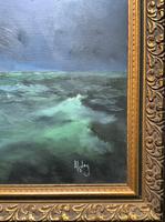 Huge Magnificent 20th Century Vintage Seascape Oil Painting - Battleship in Rough Sea (10 of 12) Huge Magnificent 20th Century Vintage Seascape Oil Painting - Battleship in Rough Sea (10 of 12)