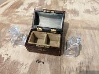 Miniature Leather Trunk Containing a Pair of Clear Glass Scent Bottles (5 of 5) Miniature Leather Trunk Containing a Pair of Clear Glass Scent Bottles (5 of 5)