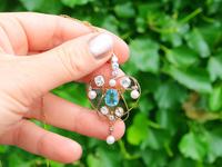 3.22ct Diamond & 2.10 ct Aquamarine, Pearl & 18ct Yellow Gold Pendant / Brooch - Antique Victorian (2 of 9) 3.22ct Diamond & 2.10 ct Aquamarine, Pearl & 18ct Yellow Gold Pendant / Brooch - Antique Victorian (2 of 9)
