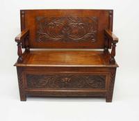 Late Victorian Carved Oak Monks Bench (2 of 16) Late Victorian Carved Oak Monks Bench (2 of 16)