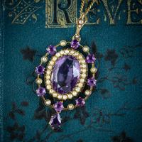 Antique Victorian Amethyst Pearl Pendant Necklace 9ct Gold 12ct Amethyst c.1900 (8 of 8) Antique Victorian Amethyst Pearl Pendant Necklace 9ct Gold 12ct Amethyst c.1900 (8 of 8)
