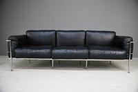 LC3 Style Black Leather & Chrome 3 Seater Sofa (4 of 22) LC3 Style Black Leather & Chrome 3 Seater Sofa (4 of 22)