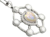 2.47ct Opal & 5.34ct Diamond, Platinum Pendant c.1940 (4 of 12) 2.47ct Opal & 5.34ct Diamond, Platinum Pendant c.1940 (4 of 12)