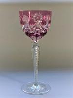 Vintage Bohemian Cranberry Cut Hock Glass (2 of 7) Vintage Bohemian Cranberry Cut Hock Glass (2 of 7)