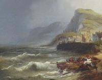 Large Marine Coastal Scene by W. Stone c.1880 (2 of 6) Large Marine Coastal Scene by W. Stone c.1880 (2 of 6)