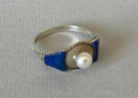 French Antique Silver & Lapis Lazuli Ring