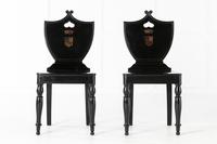 Set of Four 19th Century English Ebonised Hall Chairs (4 of 6) Set of Four 19th Century English Ebonised Hall Chairs (4 of 6)