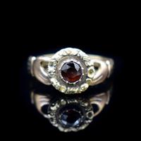 Antique Fede Claddagh Double Hand Garnet Gold Ring (5 of 8) Antique Fede Claddagh Double Hand Garnet Gold Ring (5 of 8)