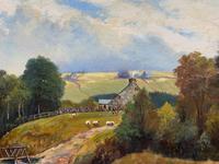 'Sheep In The Yorkshire Dales' - Original 1943 Vintage Landscape Oil Painting (3 of 12) 'Sheep In The Yorkshire Dales' - Original 1943 Vintage Landscape Oil Painting (3 of 12)