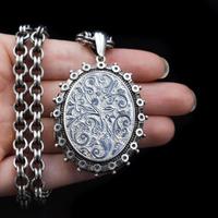 Antique Aesthetic Large Sterling Silver Locket with Belcher Chain Collar (11 of 11) Antique Aesthetic Large Sterling Silver Locket with Belcher Chain Collar (11 of 11)
