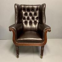 Large Regency buttoned leather wing armchair (11 of 11) Large Regency buttoned leather wing armchair (11 of 11)