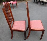 1920s Pair of Mahogany High Back Hall Chairs Pink Upholstery (3 of 4) 1920s Pair of Mahogany High Back Hall Chairs Pink Upholstery (3 of 4)