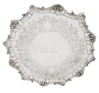 Antique Victorian Sterling Silver 13" Tray / Salver 1850 (9 of 9) Antique Victorian Sterling Silver 13" Tray / Salver 1850 (9 of 9)