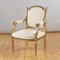 Pair of Large 19th Century Louis XV1 Style French Gilt Armchairs (10 of 10) Pair of Large 19th Century Louis XV1 Style French Gilt Armchairs (10 of 10)