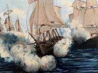 Large Fabulous Vintage 20th Century Maritime Naval Battle Ships Seascape Oil Painting (5 of 12) Large Fabulous Vintage 20th Century Maritime Naval Battle Ships Seascape Oil Painting (5 of 12)