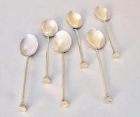 Cased Set of Six "Botanical" Guilloche Enamel Coffee Spoons by Barker Ellis Silver Co, Birmingham 1969 (3 of 5) Cased Set of Six "Botanical" Guilloche Enamel Coffee Spoons by Barker Ellis Silver Co, Birmingham 1969 (3 of 5)