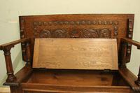 Antique Carved Oak Monks Bench Hall Seat Settle (9 of 11) Antique Carved Oak Monks Bench Hall Seat Settle (9 of 11)