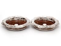 Pair of Victorian Silver Plated Coasters with Embossed Vine Leaf Borders (2 of 4) Pair of Victorian Silver Plated Coasters with Embossed Vine Leaf Borders (2 of 4)
