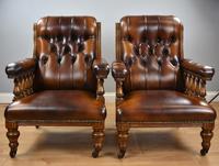 Pair of Victorian Hand Dyed Leather Library Chairs (12 of 13) Pair of Victorian Hand Dyed Leather Library Chairs (12 of 13)