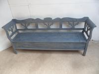 Lovely Grey / Blue 3-4 Seater Antique Pine Kitchen / Hall Box Settle / Bench (4 of 10) Lovely Grey / Blue 3-4 Seater Antique Pine Kitchen / Hall Box Settle / Bench (4 of 10)