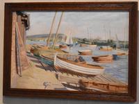 Boats in Harbour Oil Painting by Marjorie Mort (1906-1988) (2 of 6) Boats in Harbour Oil Painting by Marjorie Mort (1906-1988) (2 of 6)