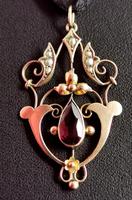 Antique Art Nouveau Pendant, 9ct Gold, Pearl & Garnet (6 of 7) Antique Art Nouveau Pendant, 9ct Gold, Pearl & Garnet (6 of 7)