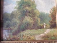 Early 20th century oil painting on board of young woman in rural landscape (2 of 5) Early 20th century oil painting on board of young woman in rural landscape (2 of 5)