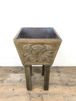 Carved Oak Plant Stand with Metal Liner (5 of 7) Carved Oak Plant Stand with Metal Liner (5 of 7)