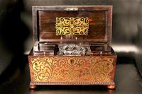 Exceptional Regency Period Brass Inlaid Tea Caddy (4 of 5) Exceptional Regency Period Brass Inlaid Tea Caddy (4 of 5)