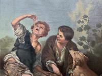 Fine 19th Century Revival Original Oil Portrait Painting of Two Children & Their Dog (3 of 9) Fine 19th Century Revival Original Oil Portrait Painting of Two Children & Their Dog (3 of 9)
