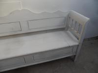 A White Panelled 3 Seater Antique/Old Pine Kitchen/Hall Box Settle/ Bench (10 of 11) A White Panelled 3 Seater Antique/Old Pine Kitchen/Hall Box Settle/ Bench (10 of 11)