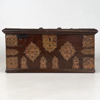 Antique 19th Century Small Copper & Oak Storage Box