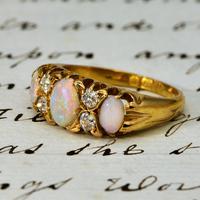 The Antique Late Victorian Three Opal & Four Diamond Ring (2 of 3) The Antique Late Victorian Three Opal & Four Diamond Ring (2 of 3)