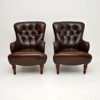 Pair of Antique Victorian Style Leather Armchairs (2 of 8) Pair of Antique Victorian Style Leather Armchairs (2 of 8)