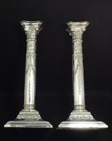 Victorian Silver Plated Corinthian Column Candlesticks. (3 of 9) Victorian Silver Plated Corinthian Column Candlesticks. (3 of 9)