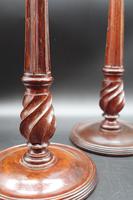 Fine Pair of George III Period Mahogany & Brass Candlesticks (3 of 5) Fine Pair of George III Period Mahogany & Brass Candlesticks (3 of 5)