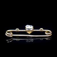 Antique Moonstone Heart and Sapphire 9ct 9K Gold Bar Brooch Pin (4 of 9) Antique Moonstone Heart and Sapphire 9ct 9K Gold Bar Brooch Pin (4 of 9)