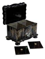 Papier Mache Tea Caddy with Mother of Pearl (4 of 6) Papier Mache Tea Caddy with Mother of Pearl (4 of 6)