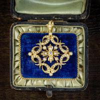 Antique Victorian Pearl Diamond Pendant Brooch 18ct Gold c.1900 (6 of 6) Antique Victorian Pearl Diamond Pendant Brooch 18ct Gold c.1900 (6 of 6)