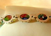 Vintage Silver & Milliflori Glass Bracelet 1970s Length 7 3/4" Heavy 23.7 Grams (10 of 12) Vintage Silver & Milliflori Glass Bracelet 1970s Length 7 3/4" Heavy 23.7 Grams (10 of 12)