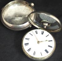 Great Antique Silver Pair Case Pocket Watch Fusee Verge Escapement Key Wind Enamel Dial Johnson London (4 of 10) Great Antique Silver Pair Case Pocket Watch Fusee Verge Escapement Key Wind Enamel Dial Johnson London (4 of 10)