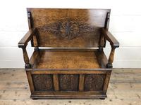 Antique Carved Oak Monks Bench Hall Seat (2 of 10) Antique Carved Oak Monks Bench Hall Seat (2 of 10)