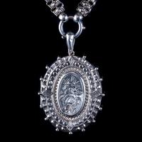 Antique Victorian Forget Me Not Locket Collar Necklace Sterling Silver Dated 1882 (5 of 9) Antique Victorian Forget Me Not Locket Collar Necklace Sterling Silver Dated 1882 (5 of 9)