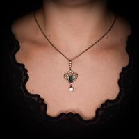 Antique Green Paste Sterling Silver Drop Pendant & Chain Necklace (2 of 10) Antique Green Paste Sterling Silver Drop Pendant & Chain Necklace (2 of 10)