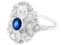 0.63ct Sapphire & 1.64ct Diamond, 18ct White Gold Dress Ring c.1935 (3 of 9) 0.63ct Sapphire & 1.64ct Diamond, 18ct White Gold Dress Ring c.1935 (3 of 9)