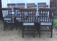 1910's Dark Oak Set of 10 Carved Dining Chairs with Pop out Seats. 8+2 Carvers (2 of 5) 1910's Dark Oak Set of 10 Carved Dining Chairs with Pop out Seats. 8+2 Carvers (2 of 5)