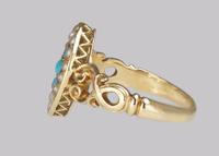 Antique Turquoise & Pearl Ring 18ct Gold Victorian Navette Shaped Ring circa 1890 (8 of 16) Antique Turquoise & Pearl Ring 18ct Gold Victorian Navette Shaped Ring circa 1890 (8 of 16)