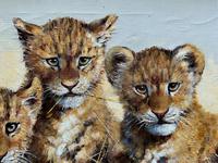 Exceptional 'pride Of Lion Cubs' Large Wildlife Oil Painting By 'silvia Duran' (8 of 12) Exceptional 'pride Of Lion Cubs' Large Wildlife Oil Painting By 'silvia Duran' (8 of 12)