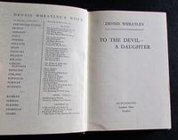 1953 1st Edition - To The Devil A Daughter by Dennis Wheatley with Original Dust Jacket (2 of 4) 1953 1st Edition - To The Devil A Daughter by Dennis Wheatley with Original Dust Jacket (2 of 4)
